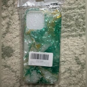 iPhone 15Pro Max Green and Gold Marble Phone Case